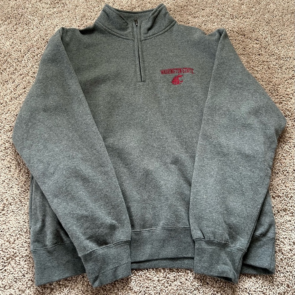 Men’s Washington State Cougars 1/4 Zip Pullover Cotton Polyester Blend Size L